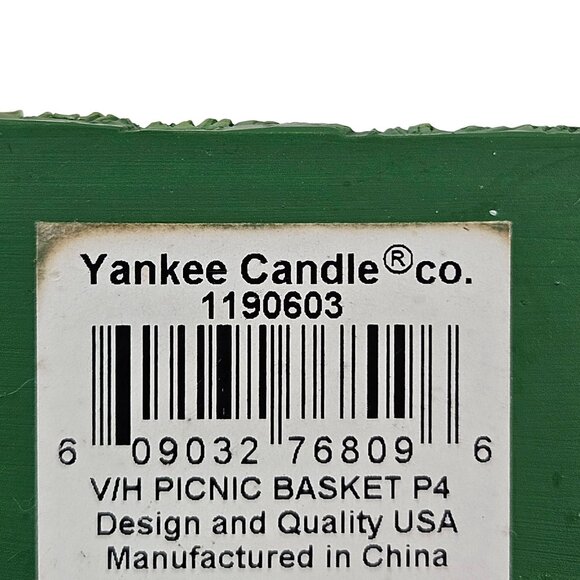 Yankee Candle Picnic Basket Votive Candle Holder Glass Insert Wine Fruit Bread - Picture 3 of 10